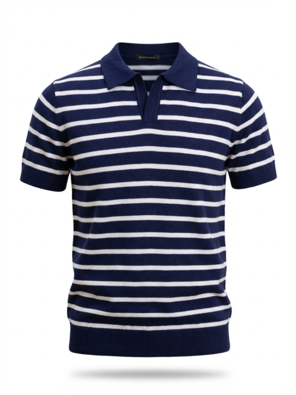 Francis Mantini Cotton Polo Shirt Navy/White